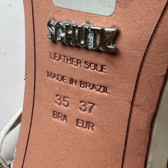 Schutz White Embellished Patform Heeled Sandals Size 7 - Picture 6 of 7